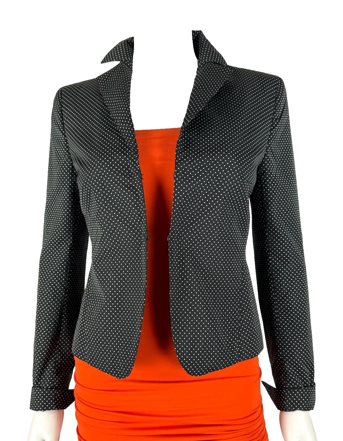$1.3K Akris New Black White Polkadot Jacket Blazer Coat 6 US 42 IT 36 D M Auth