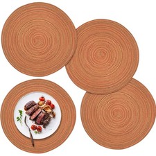 4 Stück Tischsets Rund Abwaschbar 30 cm Platzsets Geflochten Hitzebeständig T...