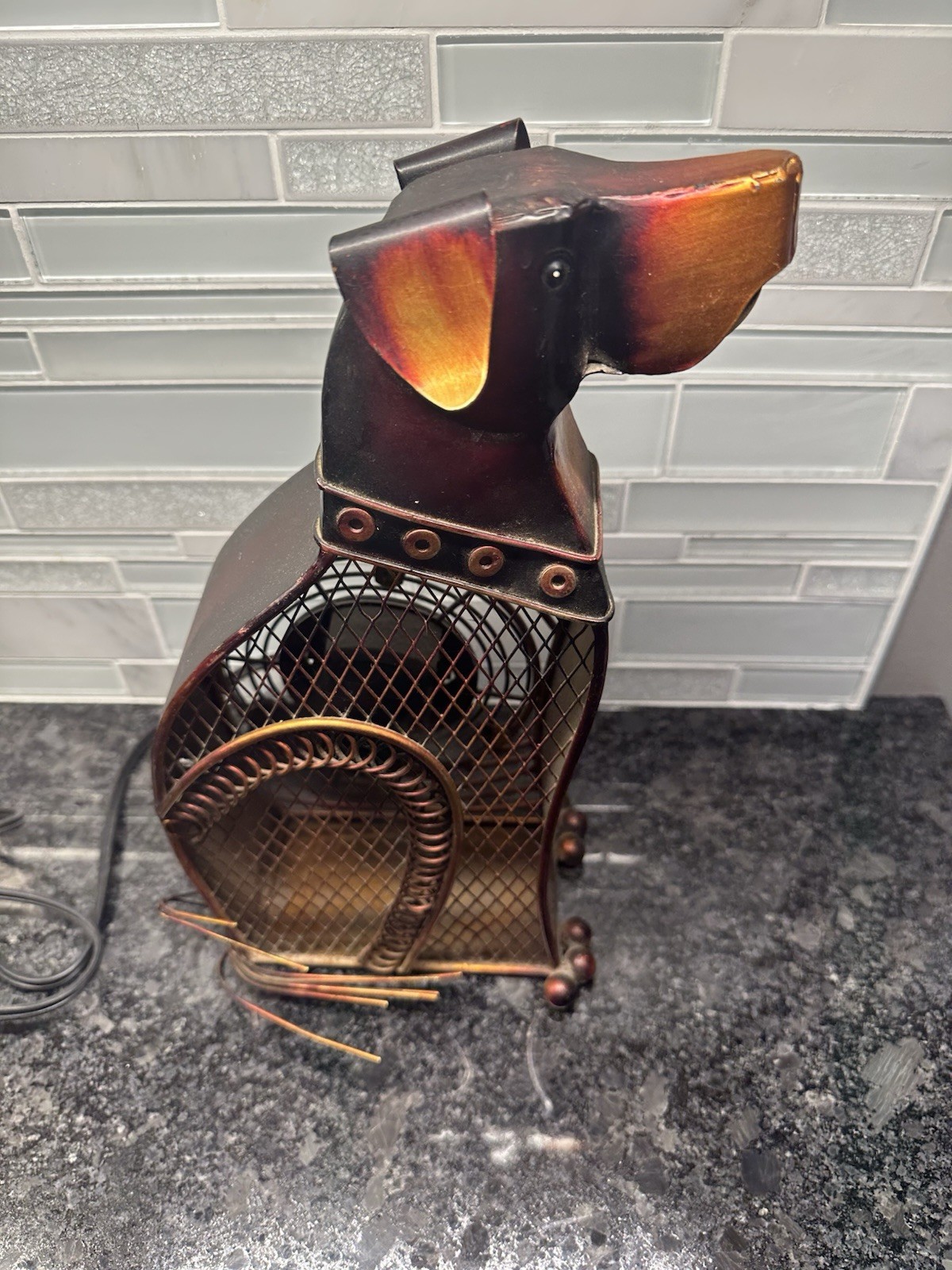 Deco Breeze  Standing Copper Finish Dog Electric Fan 13” Tall