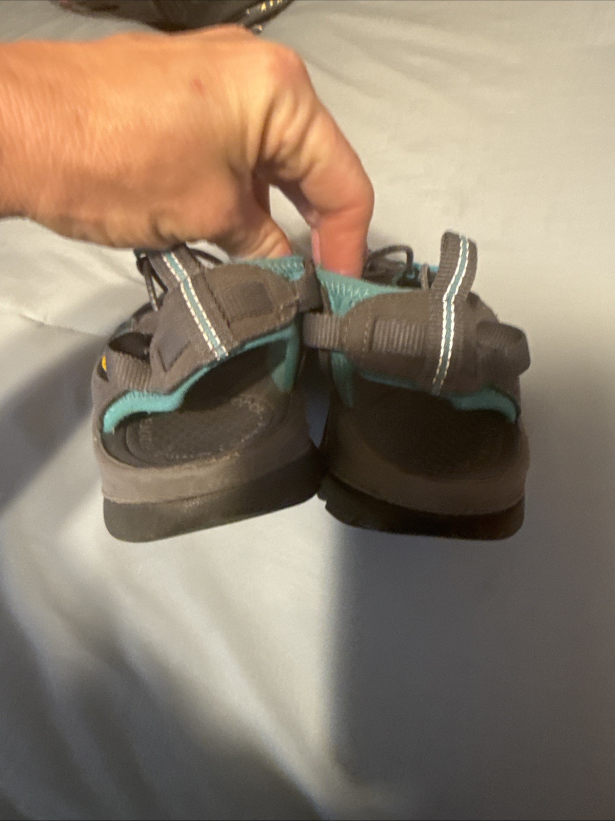 Keen Whisper Fisherman sandali da trekking con cinturino donna taglia 7 grigio blu