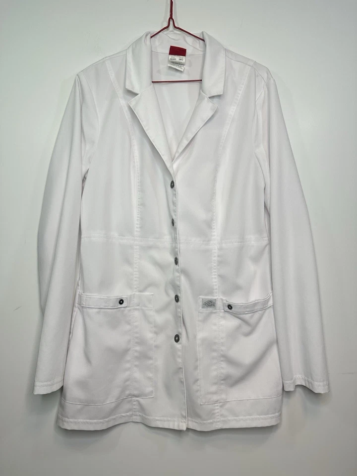 Dickies Women’s White Lab Coat Size Small S | Button Front Medical Scrub Jacket - Image 2 of 4
