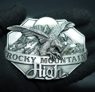 Vintage 1985 Siskiyou Belt Buckle Rocky Mountain High Eagle T-22. Made in USA