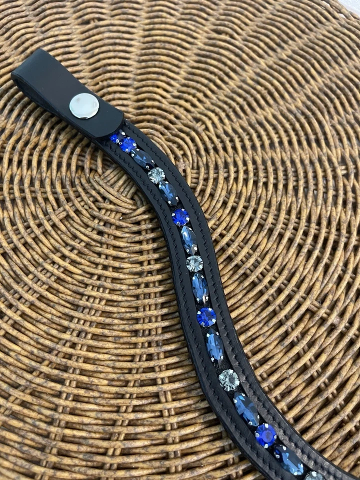 定制 Browband 14-17 英寸尺寸哈瓦那棕色黑色皮革 U V 直形 — 第 3/4 张图片