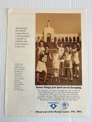 VTG Print Ad Arrowhead Water Coliseum 1984 Los Angeles Olympics Full Page