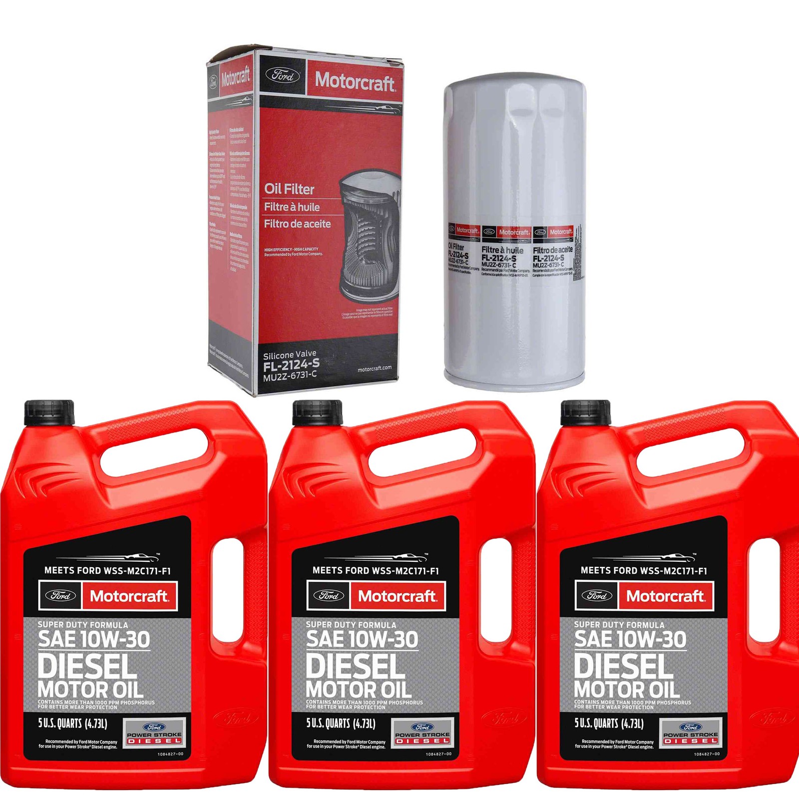 Motorcraft 10W-30 Engine Motor Oil & Filter Kit For Ford 6.7L Powerstroke Diesel