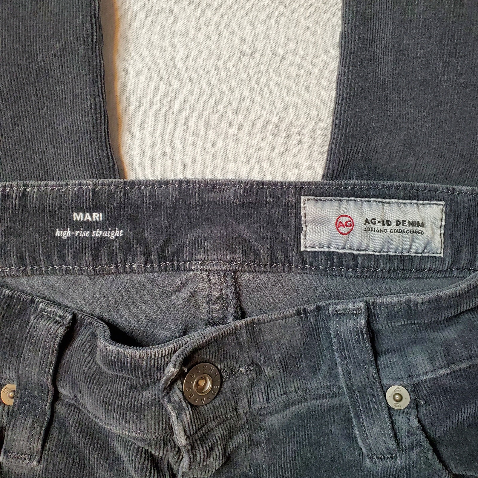 Adriano Goldschmied Womens Size 30R Mari High Rise Straight Corduroy Jean Gray thumbnail 6