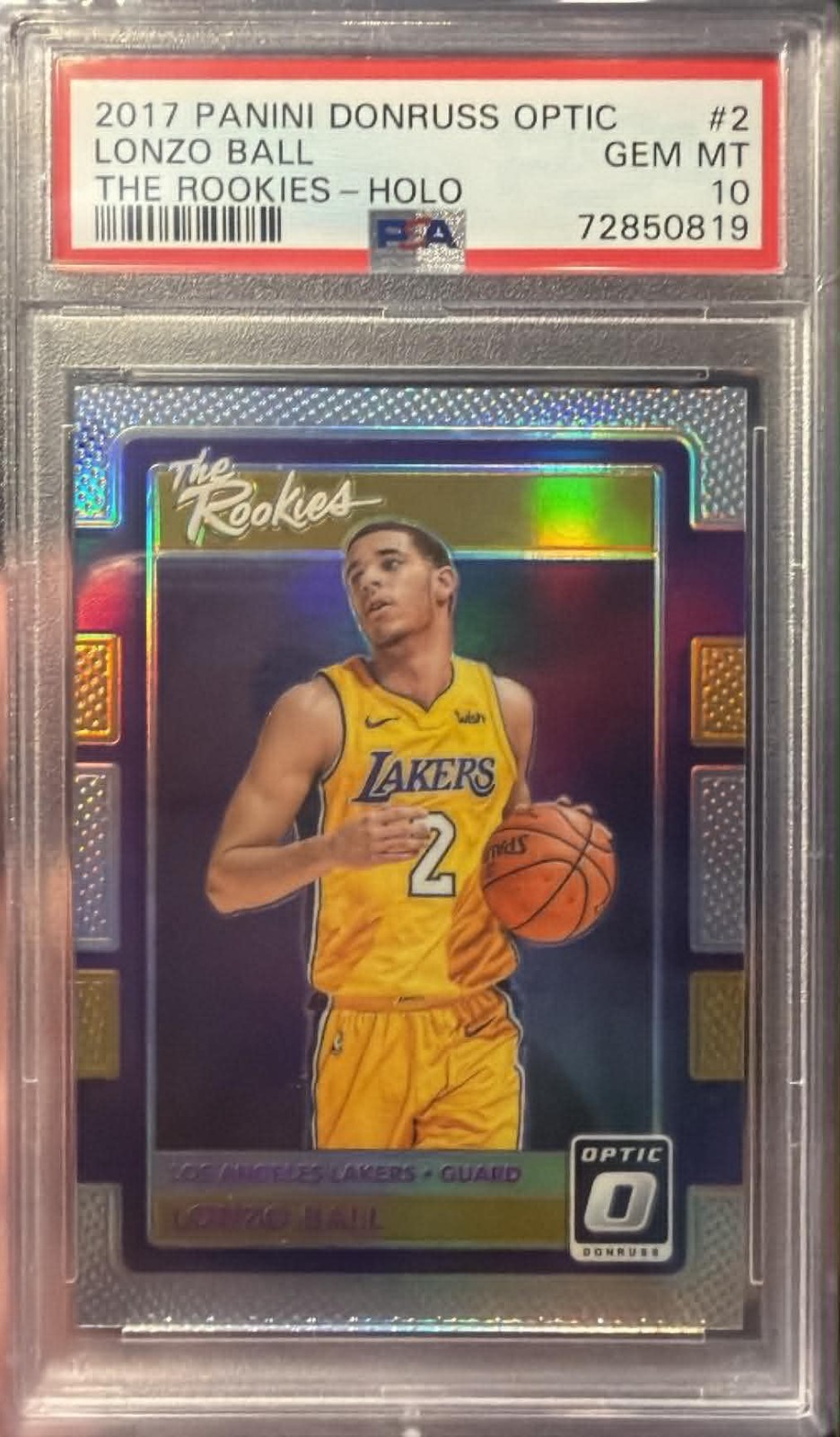 2017-18 Optic Lonzo Ball #2 The Rookies HOLO Silver Prizm Rookie RC PSA 10 🔥🔥