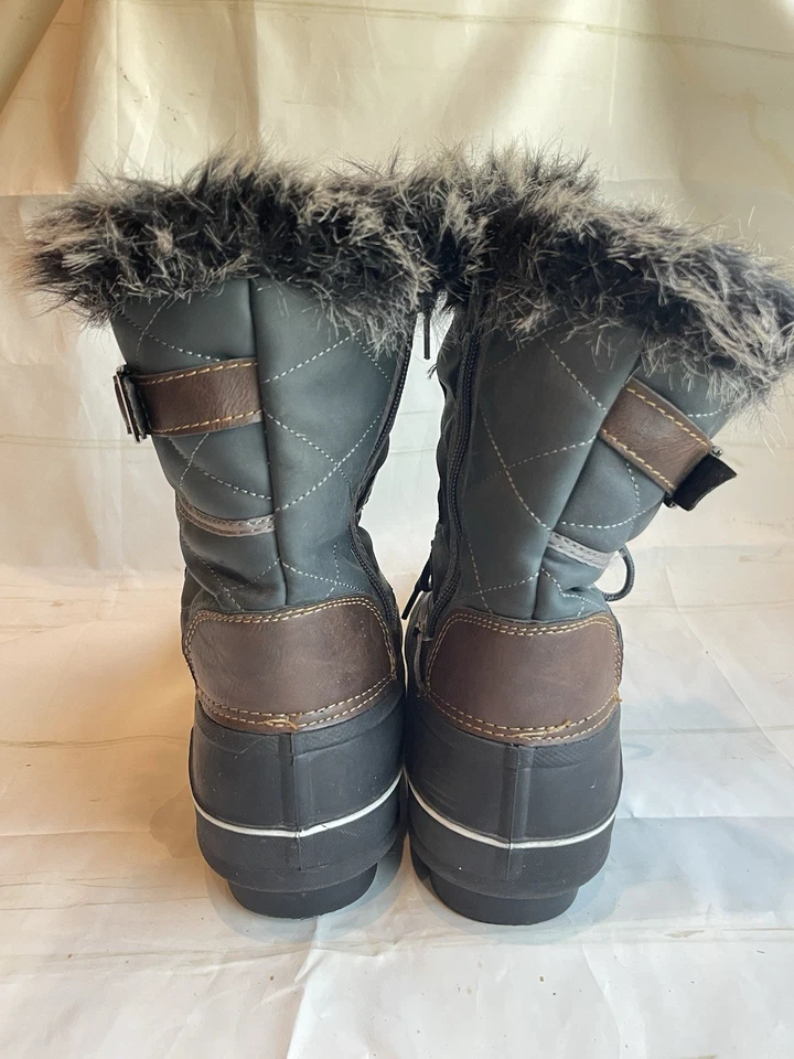 Botas de invierno Itasca para mujer forradas de piel negras marrones grises aisladas Becca talla 11 usadas en excelente estado Foto 3 de 4