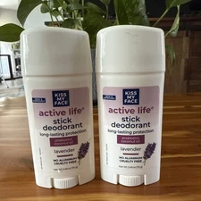 Kiss My Face Active Life Stick Deodorant ~ Lavender 2 X 2.48oz/70g