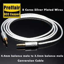 4.4mm to 3.5mm Male OCC Silver Plated Balanced Hifi Audio Aux Jack Cable Adapter