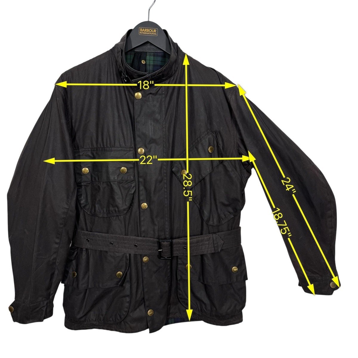 Barbour A132 Beacon Wax Jacket C38 Small Vintage 90s Belted Black