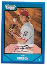 JARED BURTON ROOKIE BLUE REFRACTOR SERIAL /150 2007 BOWMAN CHROME BC101 REDS