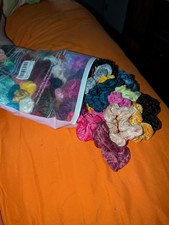 Multicolor Fabric Hair Scrunchie Lot, Elastic Ruffle Solid Round for Women