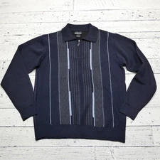 Chereskin Sweater Mens Extra Large Navy Blue Half Zip Knit Pullover Classic XL