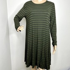 Old Navy Green Striped Long Sleeve Dress