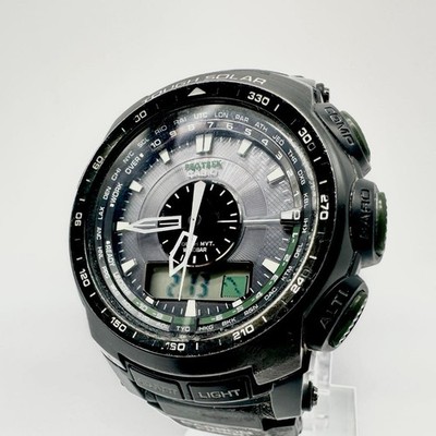 Casio PRW-S5100 Watch Black Solar Waveceptor Timepiece Authentic Vintage