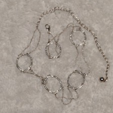 Silver-Tone Chain Belt With Crystal Circular Links Y2k Mod Rocker Festival Gypsy