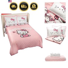 Hello Kitty Bedding Full/Queen Quilt Sham Set, 3-Piece - Super Soft Cozy Li...