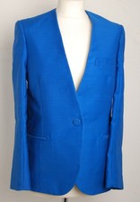 Stella McCartney Women Blue Jacket Wool Silk Solid One Button Blazer Sz IT 38 XS