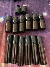 Lot Of 12 Essential Oil Oils Bottles 6 Roller Ball Bottles  6 Smaller Drop New