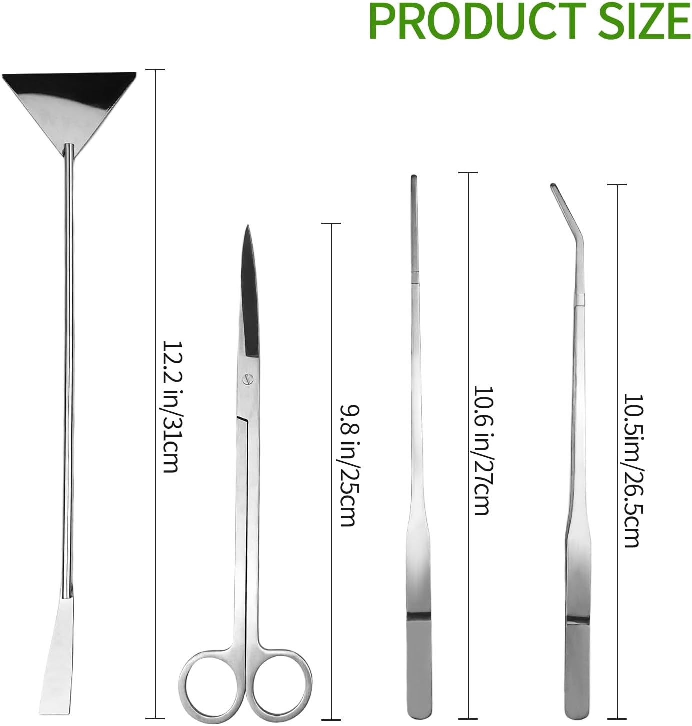 4 in 1 Set di Attrezzi per Acquario, Acquario in Acciaio lnox Kit, Pinzette Forb foto 3