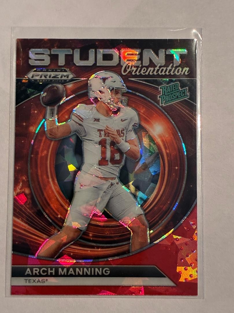 2024 Panini Prizm Draft Picks -Student Orientation Arch Manning Red Ice Prizm