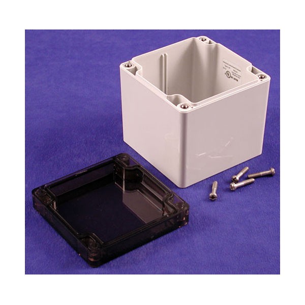 Hammond Watertight Polycarbonate Enclosure, Smoked Lid 90 x 90 x 90