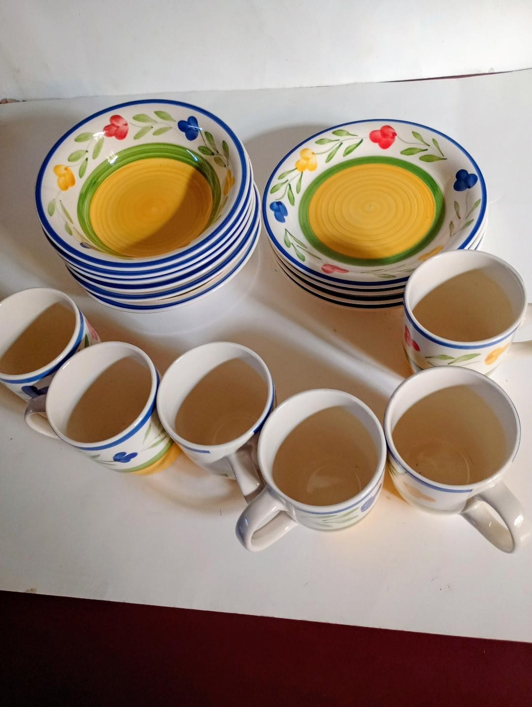 Pier 1 Imports Hand Painted Stoneware 16 Pc. Dishes