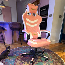 Vinsetto Pink Faux Leather High Back Swivel Gaming Office Chair w/ Wheels