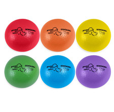 Rhino Skin Dodgeball Set, 6 Foam Balls with Grip, Low Bounce & Mesh Bag