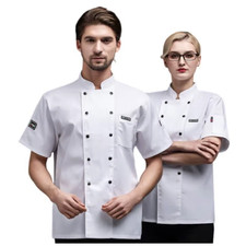 Summer Restaurant Kitchen Chef Black White Uniform Breathable Mesh Work Clothes