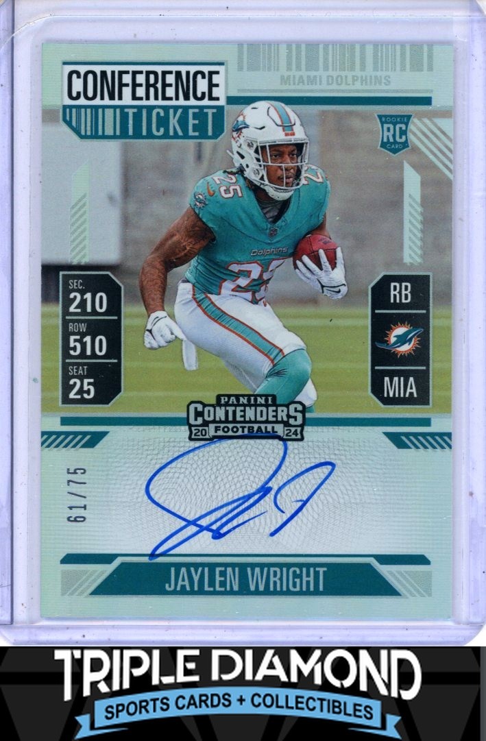 2024 Panini Contenders Jaylen Wright Rookie Auto Conference Ticket #61/75 A255