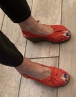 Womens Fly London Nova Red Nubuck Heeled Wedges Sandals Shoes Size 40 US 9 M — photo 1