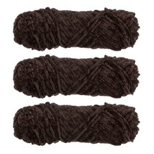 3 Skeins Chenille Yarn Soft Blanket Yarn 3x100gr/3.5oz 3x131yds Coffee