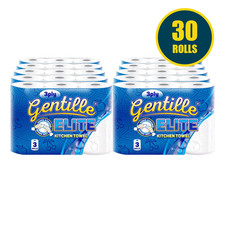 Paquete a granel de 30 rollos de cocina Gentille Elite 3 capas toallas de papel toalla de cocina fuerte