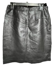 Vintage Express Black Leather Skirt Size 11/12