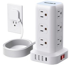 Extension Cord with Multiple Outlets, Flat Plug Surge Protector Power Strip T...