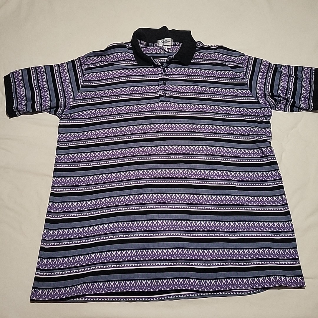 Vintage Y2K Mark Scot Polo Mens XL Geometric Pattern Aztec Preppy Made In USA