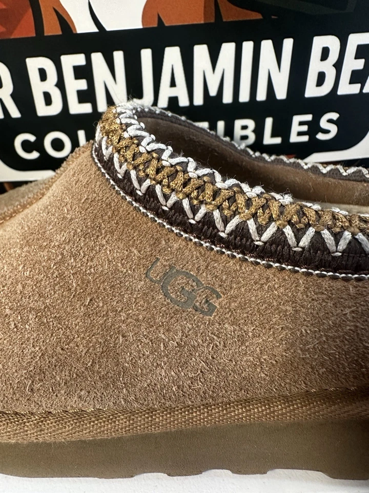 UGG Tasman 5955 Slippers Womens Size 8 Sand Beige Red Insulated Sheepskin Casual - Image 2 of 4