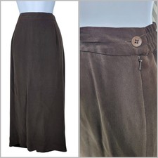 Vintage Skirt Plus Size 18W A Line Midi 100 Silk Lined Boho Brown Professional