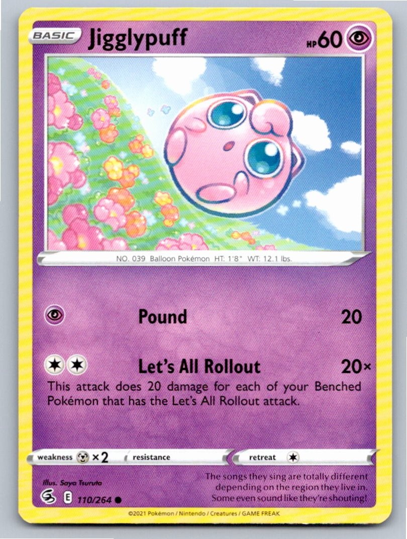 2021 POKEMON JIGGLYPUFF FUSION STRIKE 110/264 COMMON NM B461 FREE S&H