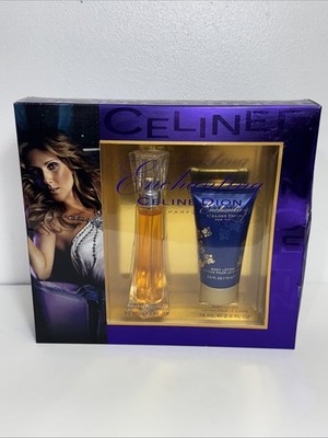 Celine Dion Enchanting 2 Pc SET 1oz/30mL Perfume & 2.5oz/74mL Body Lotion OPENED