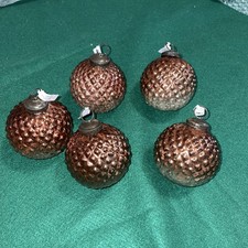 5 Ornamenti Stile Sfera Punti Texturizzata Rame Antico Cassa e Barile 2,5"