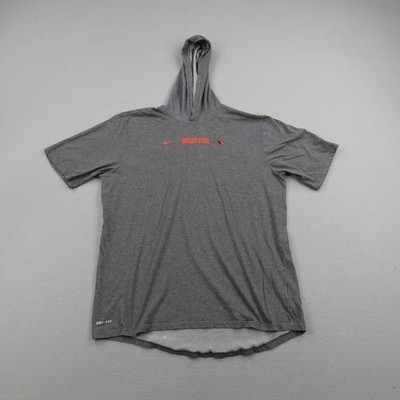 Oregon State Beavers Hoodie Mens Large Gray Nike Dri Fit Hooded T Shirt Pullover