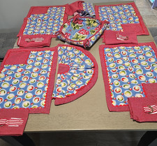 KÜCHE CUCINA TISCHDEKO SET FÜR 4 -- TISCHSETS, SERVIETTEN, SERVIETTENRINGE, LÄUFER,