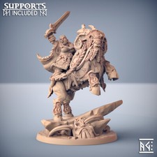 Gerta Dwarf Viking Fighter Mounted Ram Miniature  D D DnD 