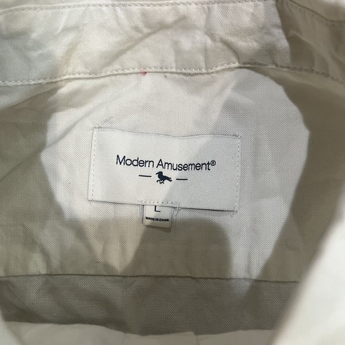 Modern Amusement Herren großes Stein weiß kurzärmliges geknöpftes Herrenhemd neu mit Etikett 34,95 $ - Bild 4 von 6