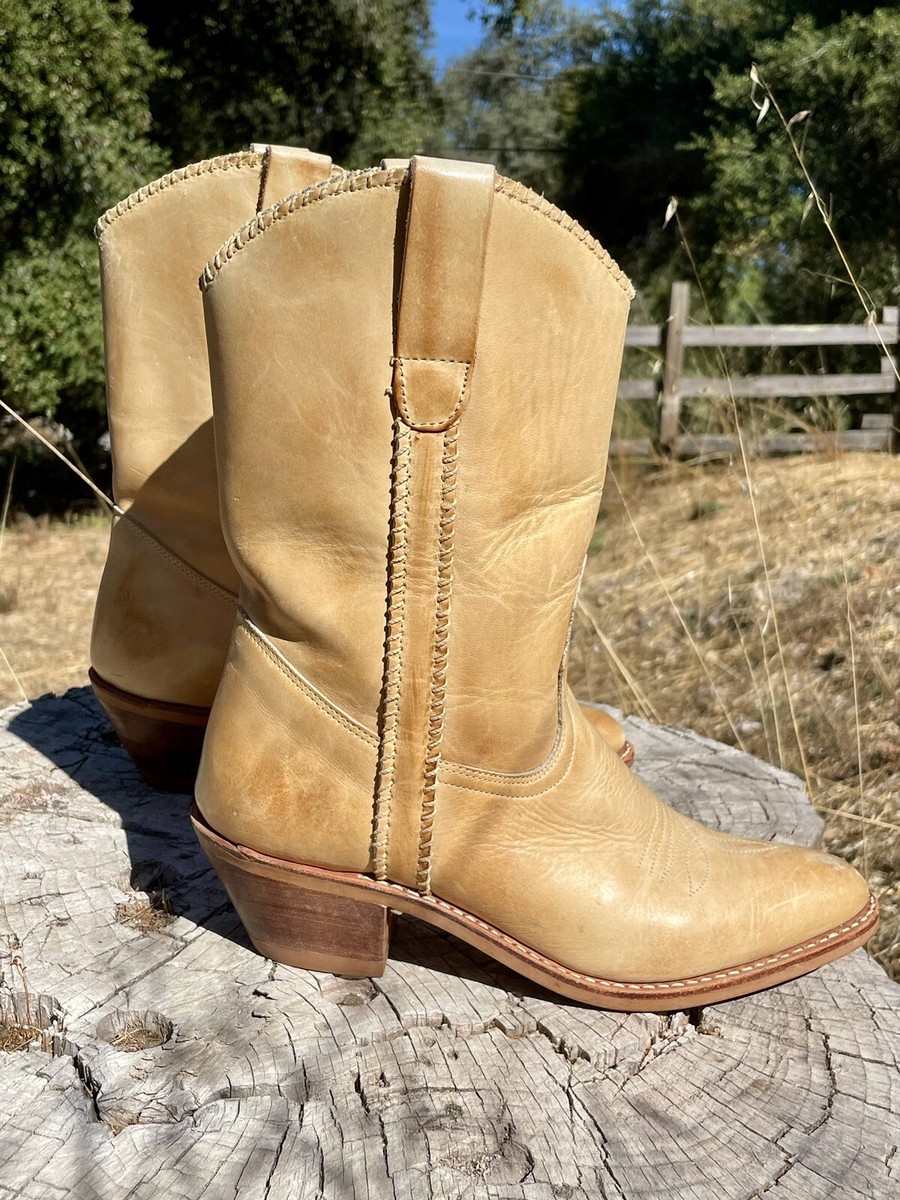 70s-80s VTG Leather Boots WILD PAIR Womens 8 Western Boho Country