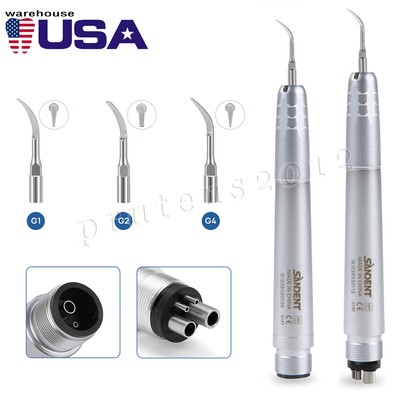 US Dental Ultrasonic Air Perio Scaler Handpiece 2/4 Hole with 3 Tips SANDENT