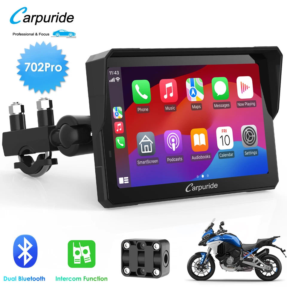 Carpuride W702 Pro Wireless CarPlay Android Auto Dual Bluetooth Wasserdicht